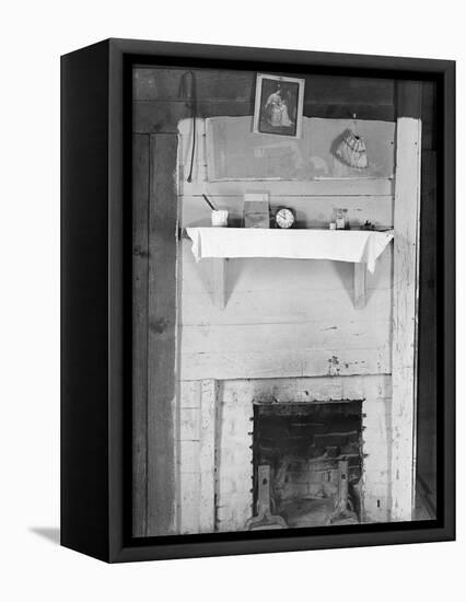 Fireplace in the bedroom of Floyd Burroughs' cabin in Hale County, Alabama, c.1936-Walker Evans-Framed Premier Image Canvas