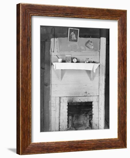 Fireplace in the bedroom of Floyd Burroughs' cabin in Hale County, Alabama, c.1936-Walker Evans-Framed Photographic Print