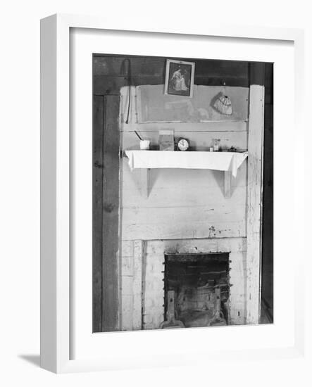 Fireplace in the bedroom of Floyd Burroughs' cabin in Hale County, Alabama, c.1936-Walker Evans-Framed Photographic Print