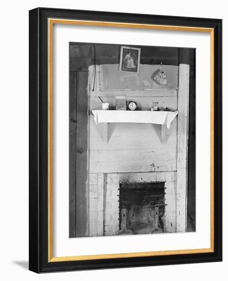 Fireplace in the bedroom of Floyd Burroughs' cabin in Hale County, Alabama, c.1936-Walker Evans-Framed Photographic Print