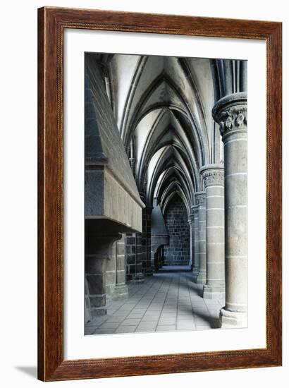 Fireplace in the Knights' Hall, Abbey of Mont-Saint-Michel-null-Framed Giclee Print