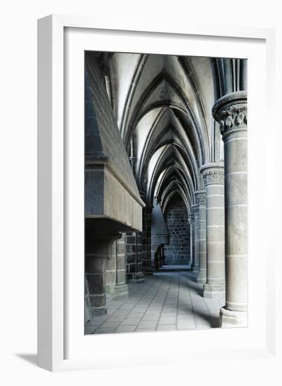 Fireplace in the Knights' Hall, Abbey of Mont-Saint-Michel-null-Framed Giclee Print