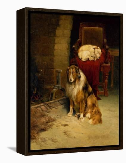 Fireside Companions (Oil on Canvas)-Philip Eustace Stretton-Framed Premier Image Canvas