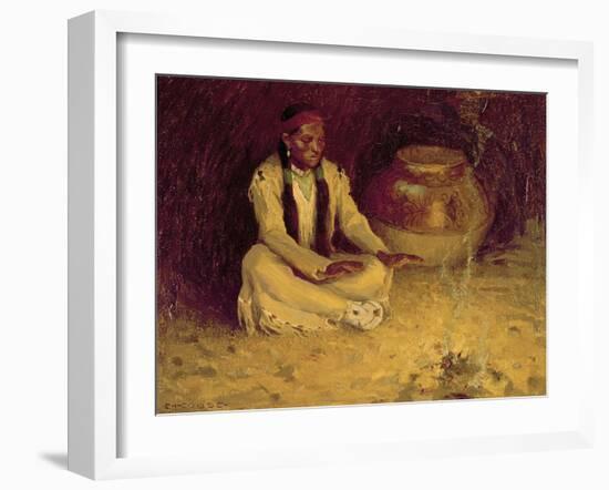 Fireside-Eanger Irving Couse-Framed Giclee Print