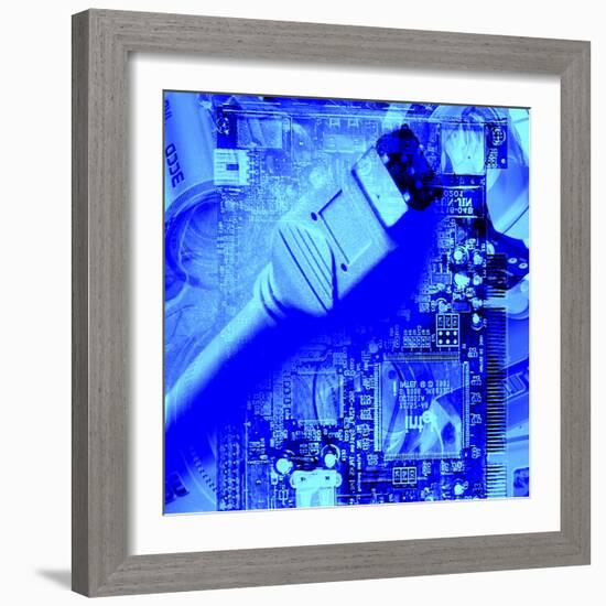 FireWire Cable And PC Motherboard-Christian Darkin-Framed Premium Photographic Print