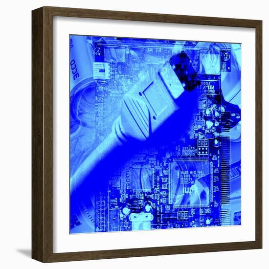 FireWire Cable And PC Motherboard-Christian Darkin-Framed Premium Photographic Print