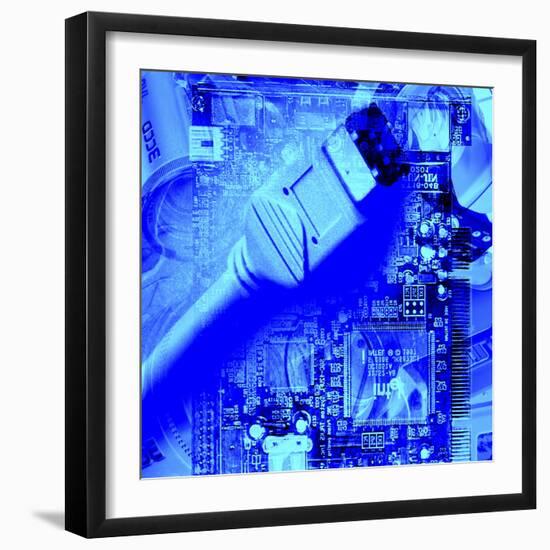 FireWire Cable And PC Motherboard-Christian Darkin-Framed Premium Photographic Print