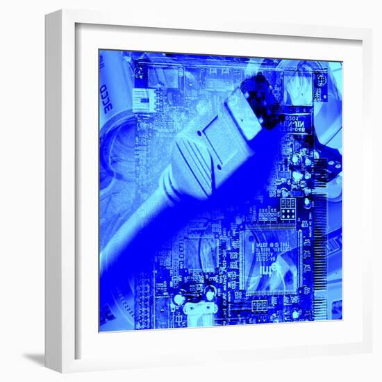 FireWire Cable And PC Motherboard-Christian Darkin-Framed Premium Photographic Print