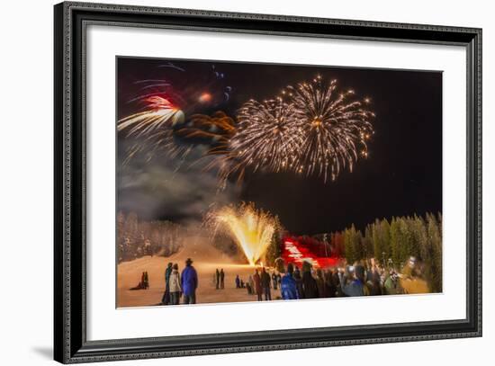 Firework Celebration at Whitefish Mountain Resort, Montana, USA-Chuck Haney-Framed Photographic Print