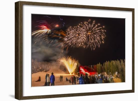 Firework Celebration at Whitefish Mountain Resort, Montana, USA-Chuck Haney-Framed Photographic Print