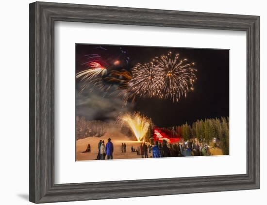 Firework Celebration at Whitefish Mountain Resort, Montana, USA-Chuck Haney-Framed Photographic Print