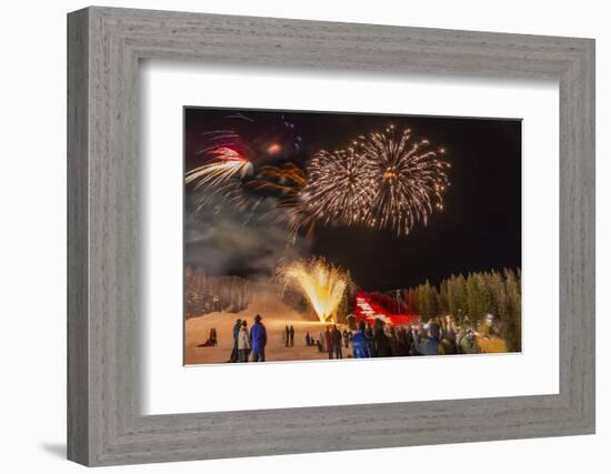 Firework Celebration at Whitefish Mountain Resort, Montana, USA-Chuck Haney-Framed Photographic Print