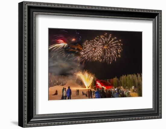 Firework Celebration at Whitefish Mountain Resort, Montana, USA-Chuck Haney-Framed Photographic Print