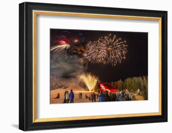 Firework Celebration at Whitefish Mountain Resort, Montana, USA-Chuck Haney-Framed Photographic Print