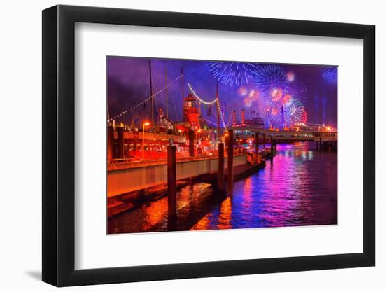 Fireworks, 823rd Hafengeburtstag, Anniversary of Harbour, the Evening-Thomas Ebelt-Framed Photographic Print