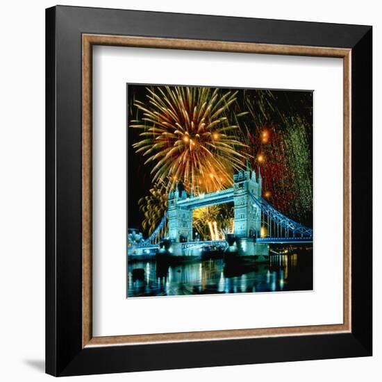 Fireworks above Tower Bridge, London, South England, Great Britain hph15-null-Framed Art Print