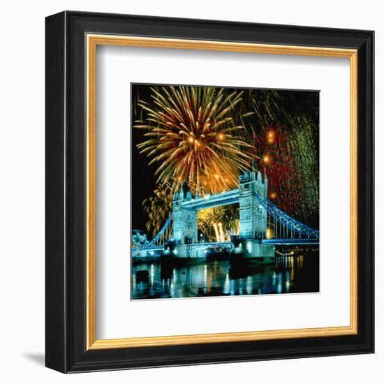 Fireworks above Tower Bridge, London, South England, Great Britain hph15-null-Framed Art Print