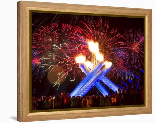 Fireworks after Gretzky Lit the Olympic Cauldron at the Opening Ceremonies of the 2010 Winter Games-null-Framed Premier Image Canvas