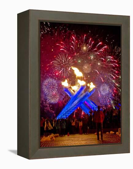 Fireworks after Gretzky Lit the Olympic Cauldron at the Opening Ceremonies of the 2010 Winter Games-null-Framed Premier Image Canvas