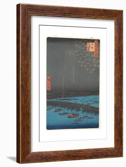 Fireworks at Ry?goku Bridge, 1858-Ando or Utagawa Hiroshige-Framed Giclee Print