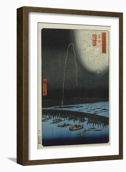 Fireworks at Ryogoku', from the Series, 'One Hundred Famous Views of Edo'-Utagawa Hiroshige-Framed Giclee Print