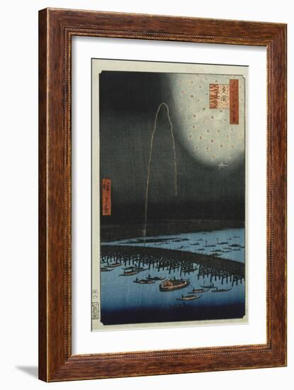 Fireworks at Ryogoku', from the Series, 'One Hundred Famous Views of Edo'-Utagawa Hiroshige-Framed Giclee Print