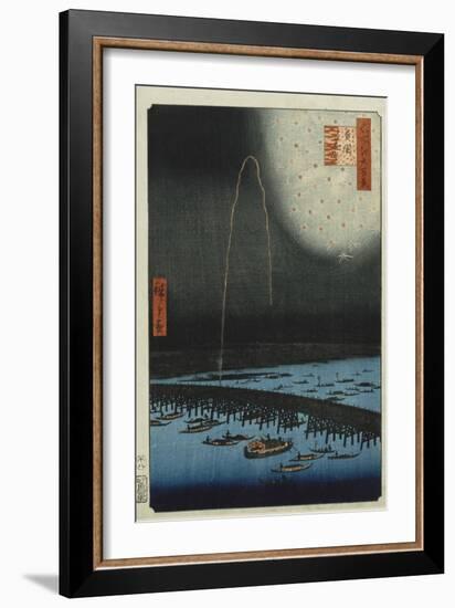 Fireworks at Ryogoku', from the Series, 'One Hundred Famous Views of Edo'-Utagawa Hiroshige-Framed Giclee Print