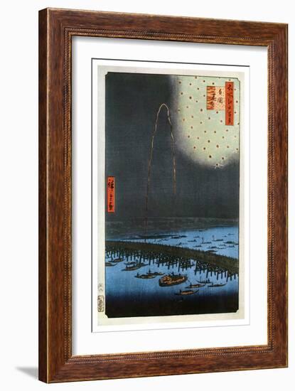 Fireworks at Ryogoku, Japan, 1858-Ando Hiroshige-Framed Giclee Print