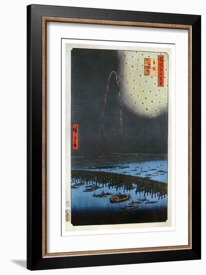 Fireworks at Ryogoku, Japan, 1858-Ando Hiroshige-Framed Giclee Print