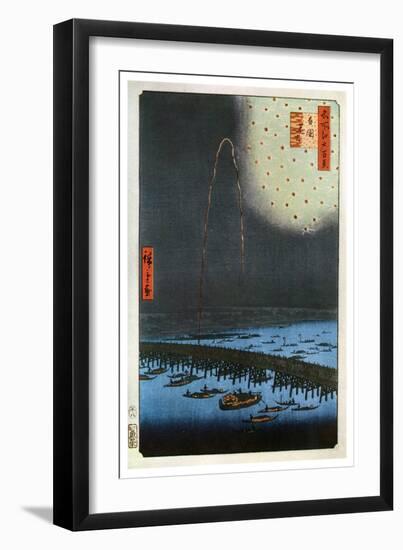 Fireworks at Ryogoku, Japan, 1858-Ando Hiroshige-Framed Giclee Print