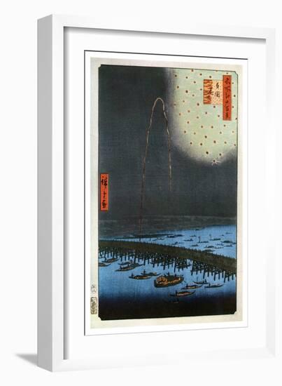 Fireworks at Ryogoku, Japan, 1858-Ando Hiroshige-Framed Giclee Print