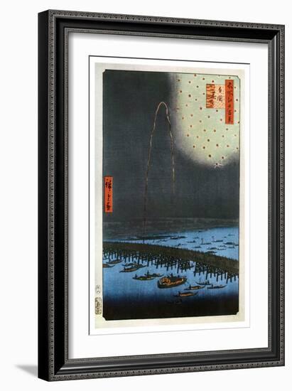 Fireworks at Ryogoku, Japan, 1858-Ando Hiroshige-Framed Giclee Print