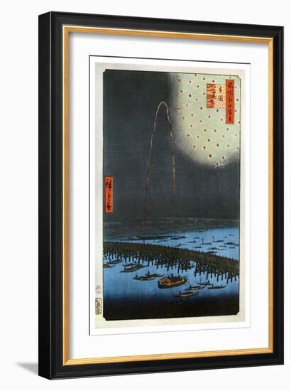 Fireworks at Ryogoku, Japan, 1858-Ando Hiroshige-Framed Giclee Print