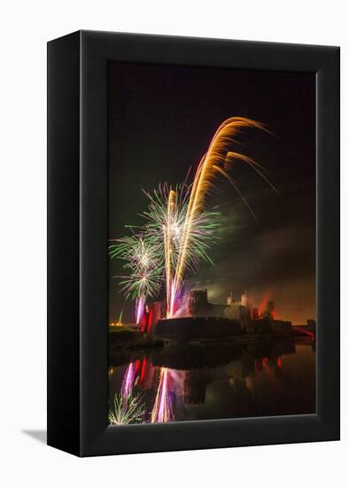 Fireworks, Caerphilly Castle, Caerphilly, South Wales, United Kingdom, Europe-Billy Stock-Framed Premier Image Canvas