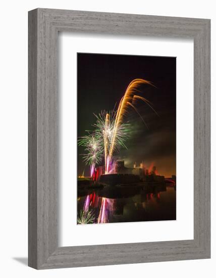 Fireworks, Caerphilly Castle, Caerphilly, South Wales, United Kingdom, Europe-Billy Stock-Framed Photographic Print