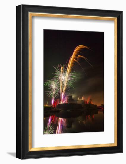 Fireworks, Caerphilly Castle, Caerphilly, South Wales, United Kingdom, Europe-Billy Stock-Framed Photographic Print