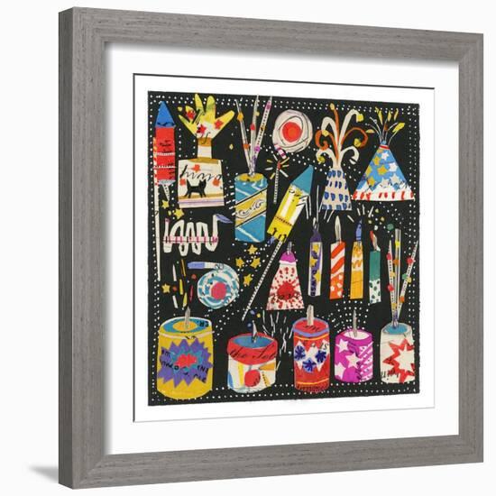 Fireworks,Collage, 2020-Sarah Battle-Framed Giclee Print