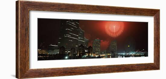 Fireworks Display in the Sky, Minato Mirai, Yokohama, Kanagawa Prefecture, Japan 2010-null-Framed Photographic Print