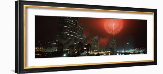 Fireworks Display in the Sky, Minato Mirai, Yokohama, Kanagawa Prefecture, Japan 2010-null-Framed Photographic Print