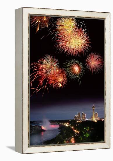 Fireworks Display Over Niagara Falls-Tony Craddock-Framed Premier Image Canvas