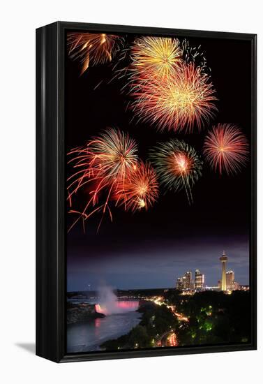 Fireworks Display Over Niagara Falls-Tony Craddock-Framed Premier Image Canvas