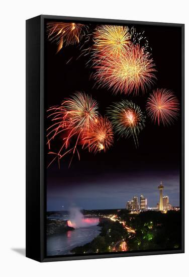 Fireworks Display Over Niagara Falls-Tony Craddock-Framed Premier Image Canvas