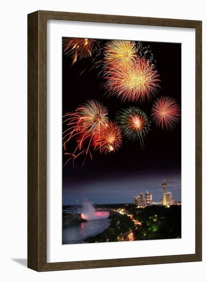 Fireworks Display Over Niagara Falls-Tony Craddock-Framed Photographic Print