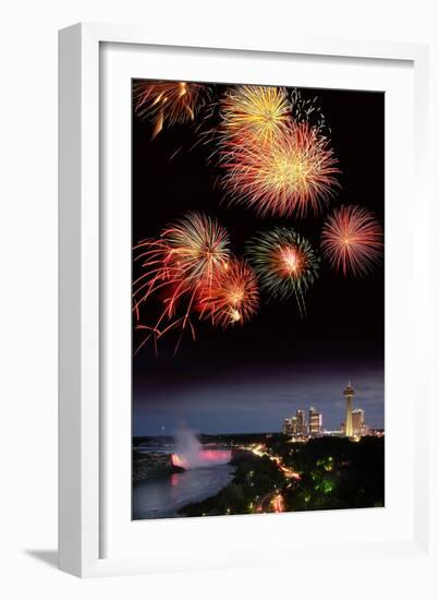 Fireworks Display Over Niagara Falls-Tony Craddock-Framed Photographic Print