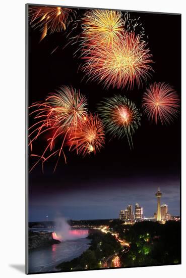Fireworks Display Over Niagara Falls-Tony Craddock-Mounted Photographic Print