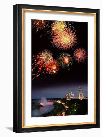 Fireworks Display Over Niagara Falls-Tony Craddock-Framed Photographic Print