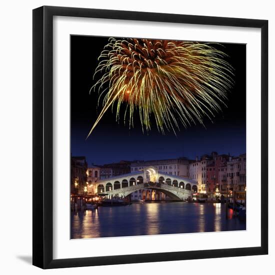 Fireworks Display, Venice-Tony Craddock-Framed Premium Photographic Print