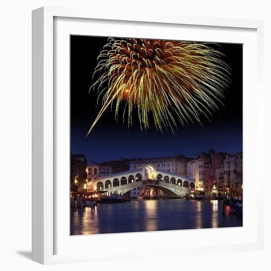 Fireworks Display, Venice-Tony Craddock-Framed Premium Photographic Print