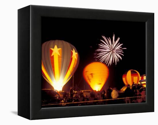 Fireworks During Night Glow Event, 30th Annual Walla Walla Hot Air Balloon Stampede, Washington-Brent Bergherm-Framed Premier Image Canvas