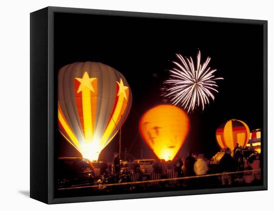 Fireworks During Night Glow Event, 30th Annual Walla Walla Hot Air Balloon Stampede, Washington-Brent Bergherm-Framed Premier Image Canvas